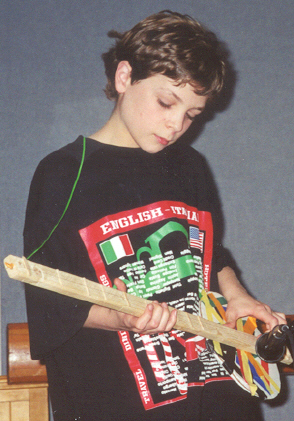 Playing one string banjo.